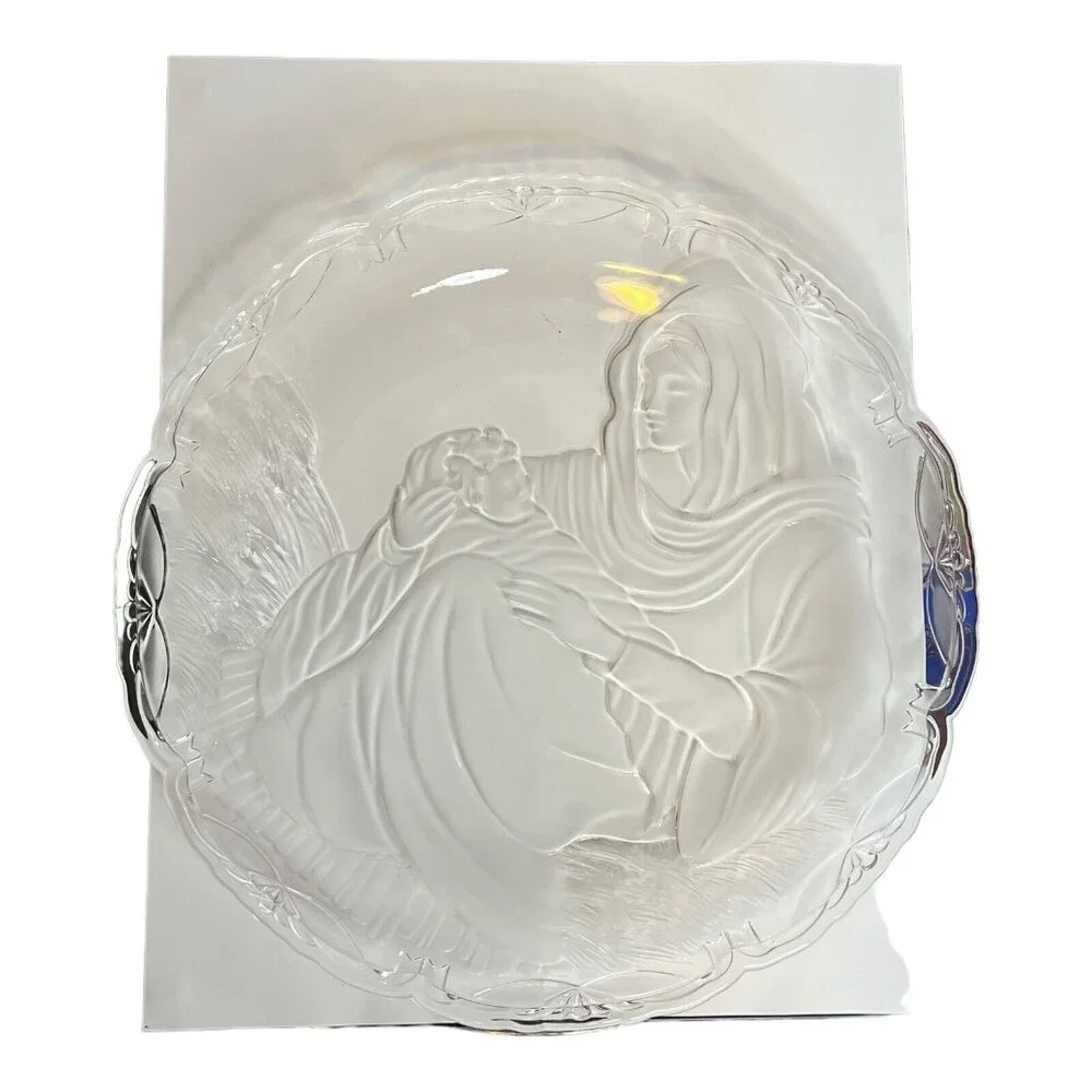 Mikasa Madonna & Child Frosted Display‎ Serving Platter Christmas Religious READ